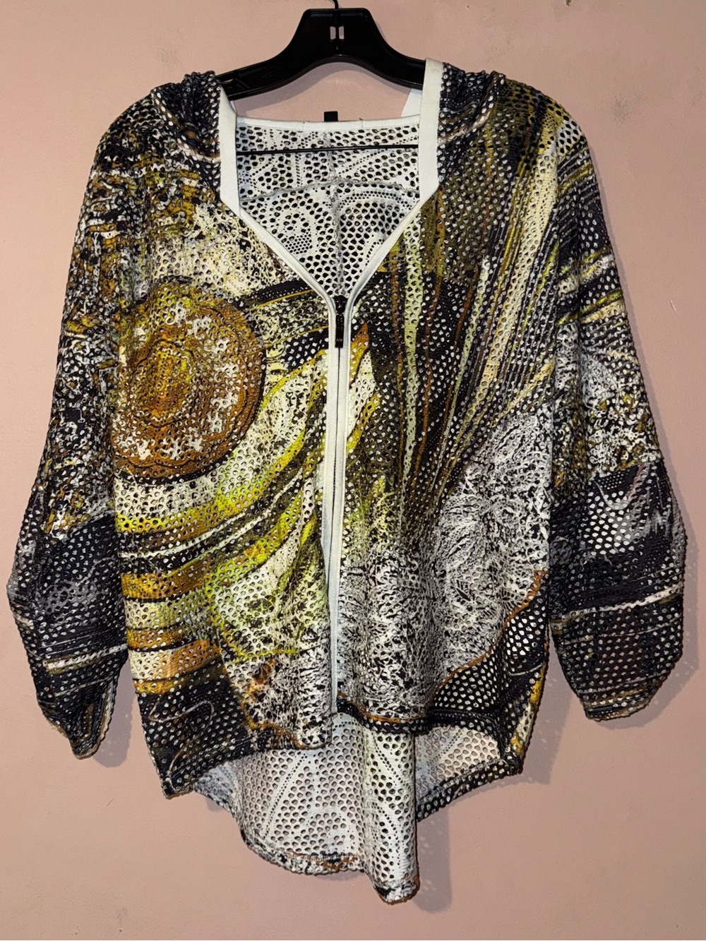 Vintage Alberto Makali Open Knit Mixed Animal Print Wearable Art Jacket Size M